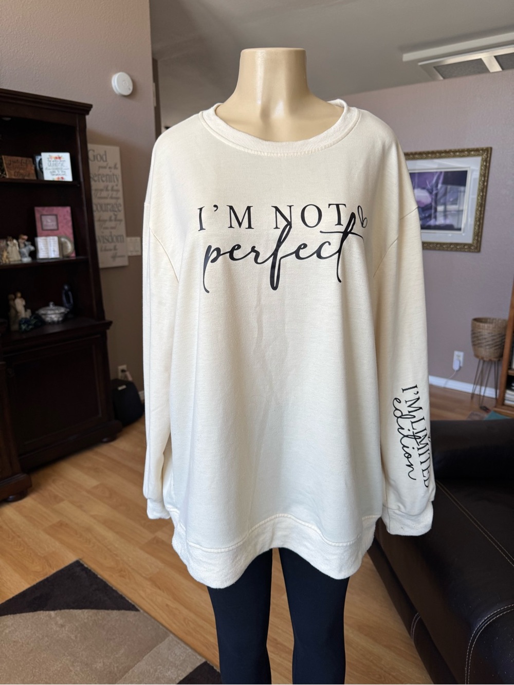 Boutique very light yellow “I'm Not Perfect" graphic sweatshirt-2X